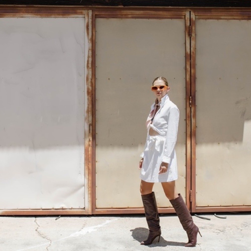 Sovere NEW Alto Wrap And Tie Shirt Dress In Chalk
